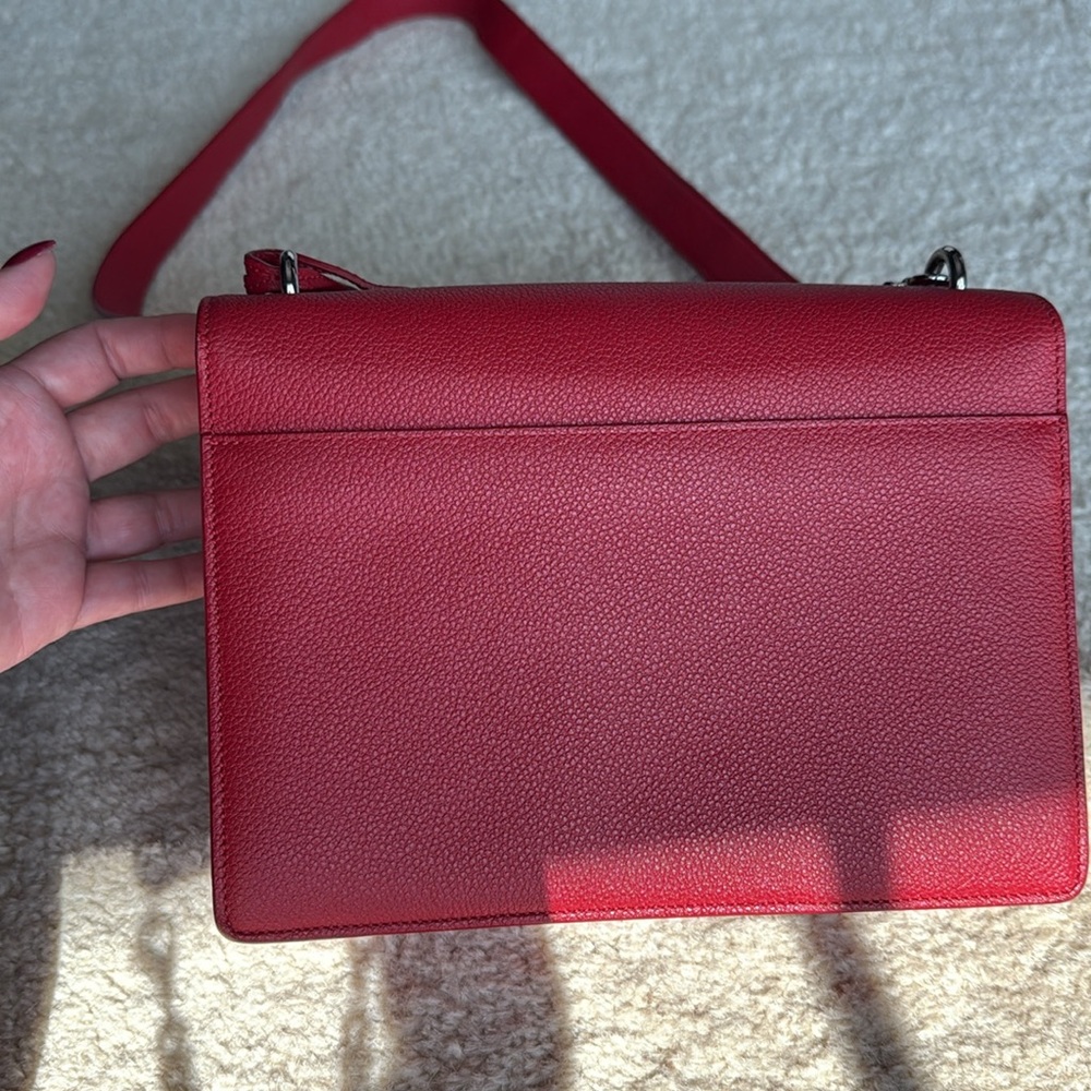 🇫🇷 Saint Laurent Medium Sunset Red Shoulder Bag Like New - Picture 5 of 11
